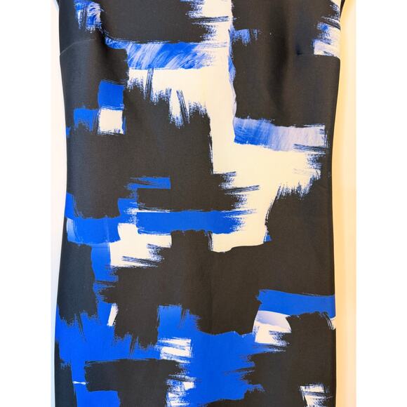 Johanne Beck Abstract Brushstroke Bodycon Sheath Dress Blue Black White Small - Picture 3 of 7